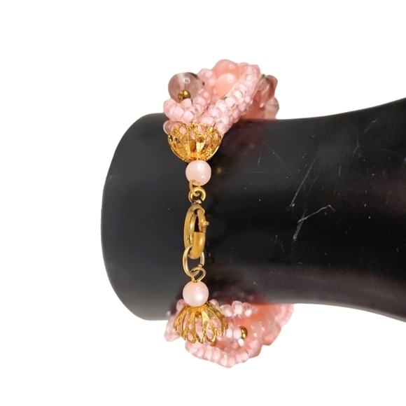 Bracelet with Pink Glass Coated Beads - Picture 3 of 6